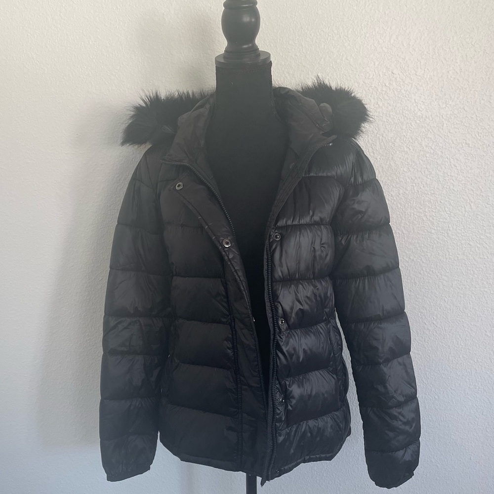 Women’s Black Puffer Coat (w/ removable hood)